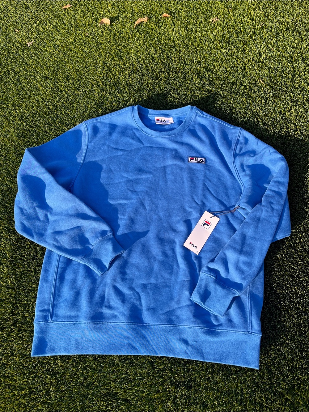 FILA Men's Crewneck Sweatshirt in Prince Blue with Logo Patch